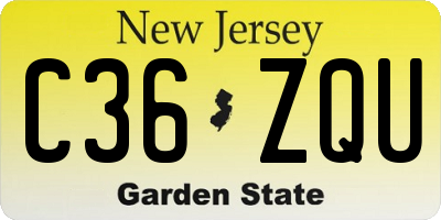 NJ license plate C36ZQU