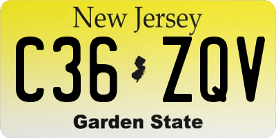 NJ license plate C36ZQV