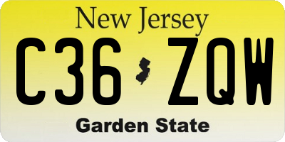NJ license plate C36ZQW