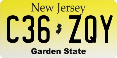 NJ license plate C36ZQY