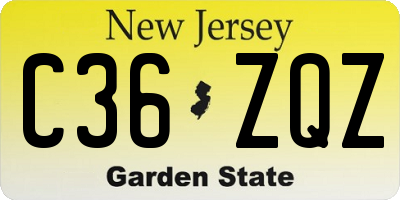 NJ license plate C36ZQZ