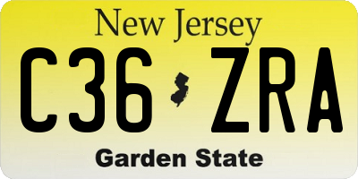 NJ license plate C36ZRA