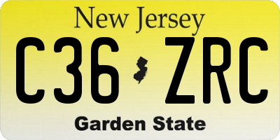 NJ license plate C36ZRC