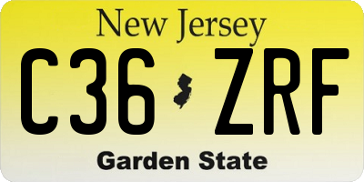 NJ license plate C36ZRF