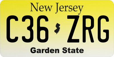 NJ license plate C36ZRG