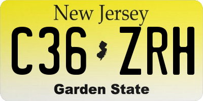 NJ license plate C36ZRH
