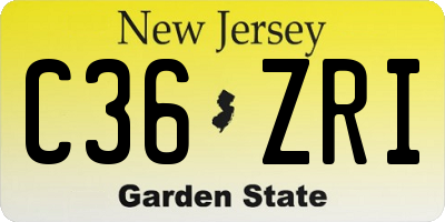 NJ license plate C36ZRI