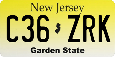 NJ license plate C36ZRK