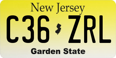 NJ license plate C36ZRL
