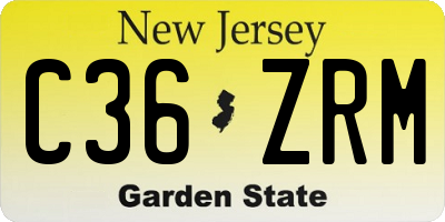 NJ license plate C36ZRM