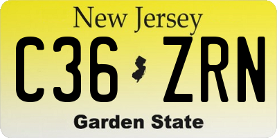NJ license plate C36ZRN