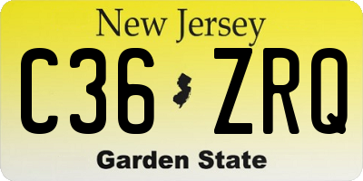 NJ license plate C36ZRQ