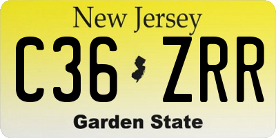 NJ license plate C36ZRR