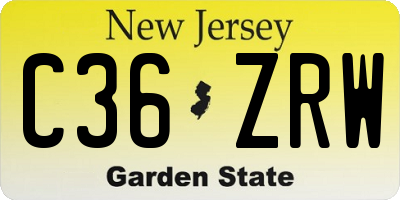 NJ license plate C36ZRW