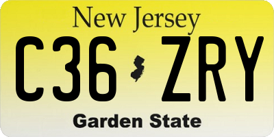 NJ license plate C36ZRY