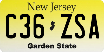 NJ license plate C36ZSA