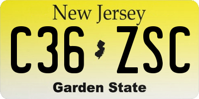 NJ license plate C36ZSC