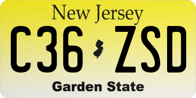 NJ license plate C36ZSD
