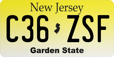 NJ license plate C36ZSF