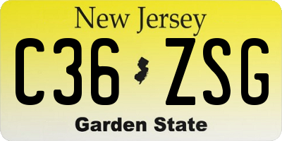 NJ license plate C36ZSG