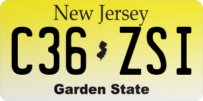 NJ license plate C36ZSI