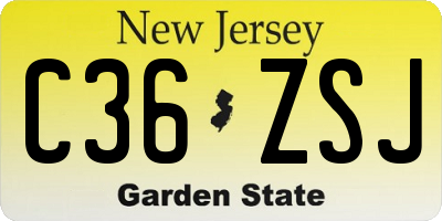 NJ license plate C36ZSJ