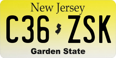 NJ license plate C36ZSK