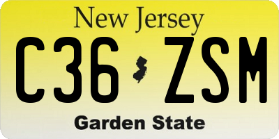 NJ license plate C36ZSM