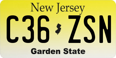 NJ license plate C36ZSN