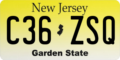 NJ license plate C36ZSQ
