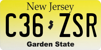 NJ license plate C36ZSR