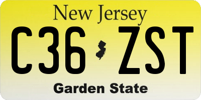 NJ license plate C36ZST