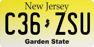 NJ license plate C36ZSU