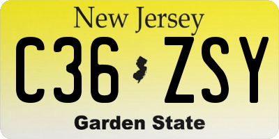 NJ license plate C36ZSY