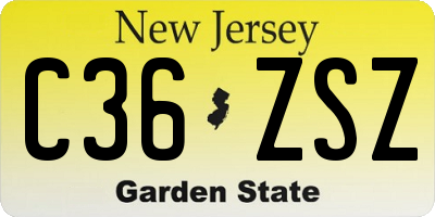 NJ license plate C36ZSZ