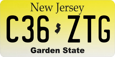 NJ license plate C36ZTG