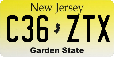 NJ license plate C36ZTX