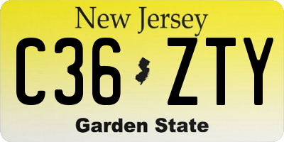 NJ license plate C36ZTY