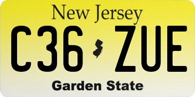 NJ license plate C36ZUE