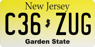 NJ license plate C36ZUG