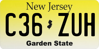 NJ license plate C36ZUH