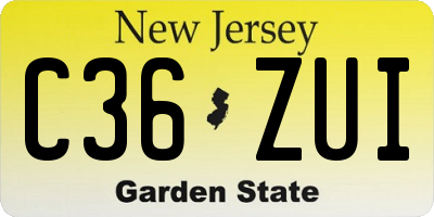 NJ license plate C36ZUI