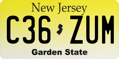 NJ license plate C36ZUM