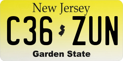 NJ license plate C36ZUN