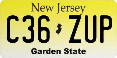 NJ license plate C36ZUP