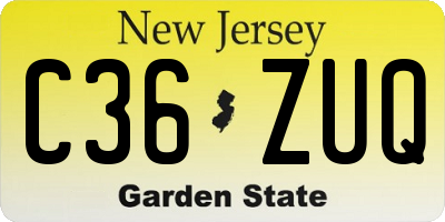 NJ license plate C36ZUQ