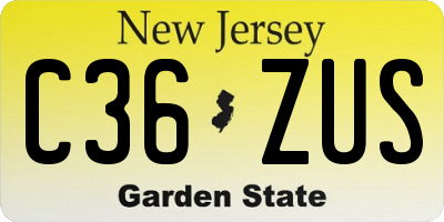 NJ license plate C36ZUS