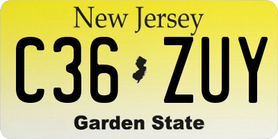 NJ license plate C36ZUY