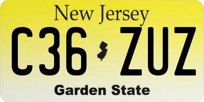 NJ license plate C36ZUZ
