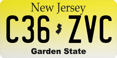 NJ license plate C36ZVC